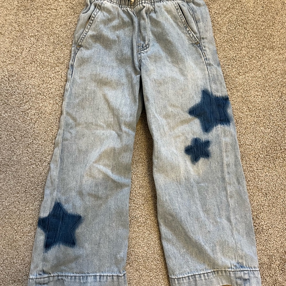 Gap Kids Light Wash Denim Pants with Navy Star Accents